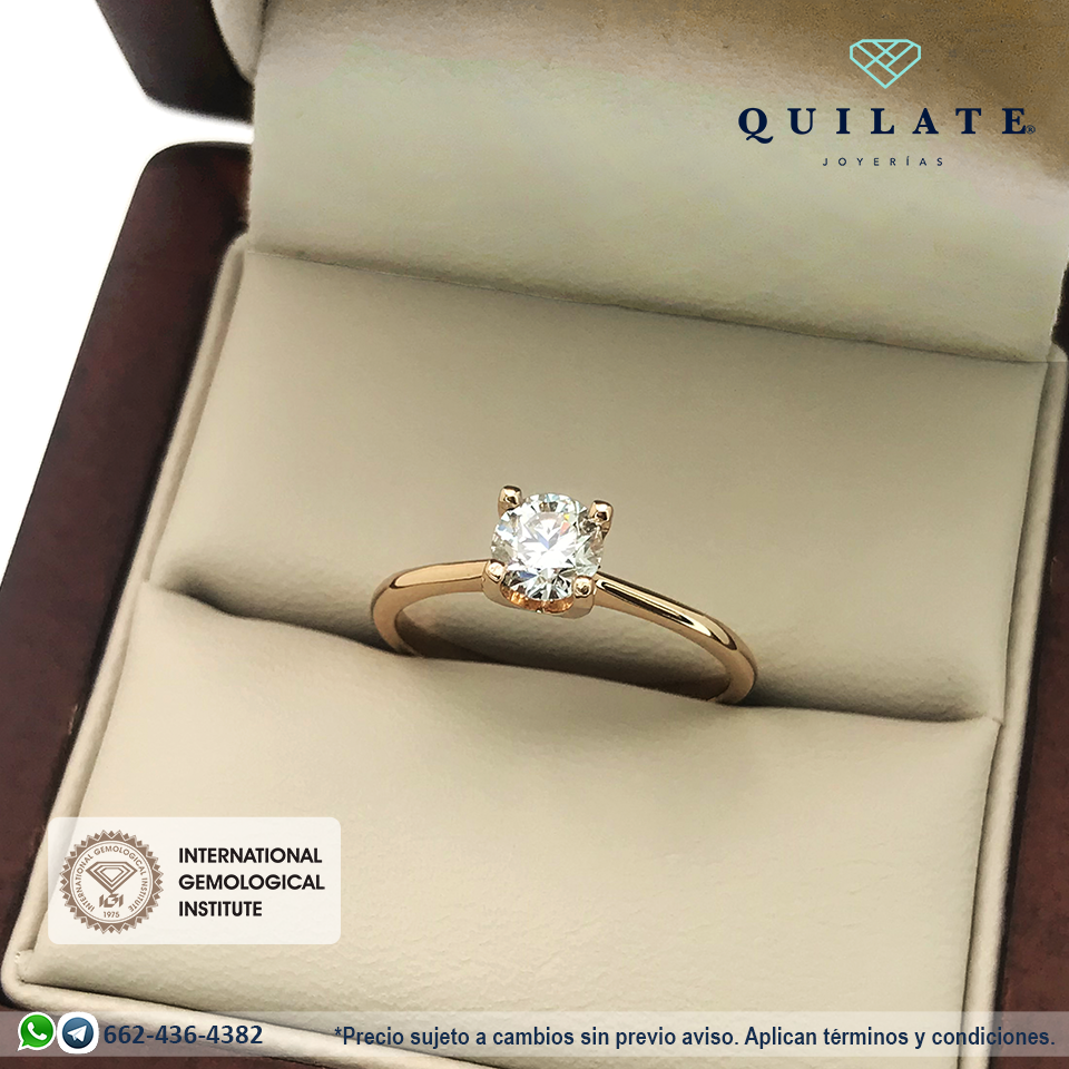 Anillo de compromiso con diamante 0.50 CT Lab Quilate Joyerias