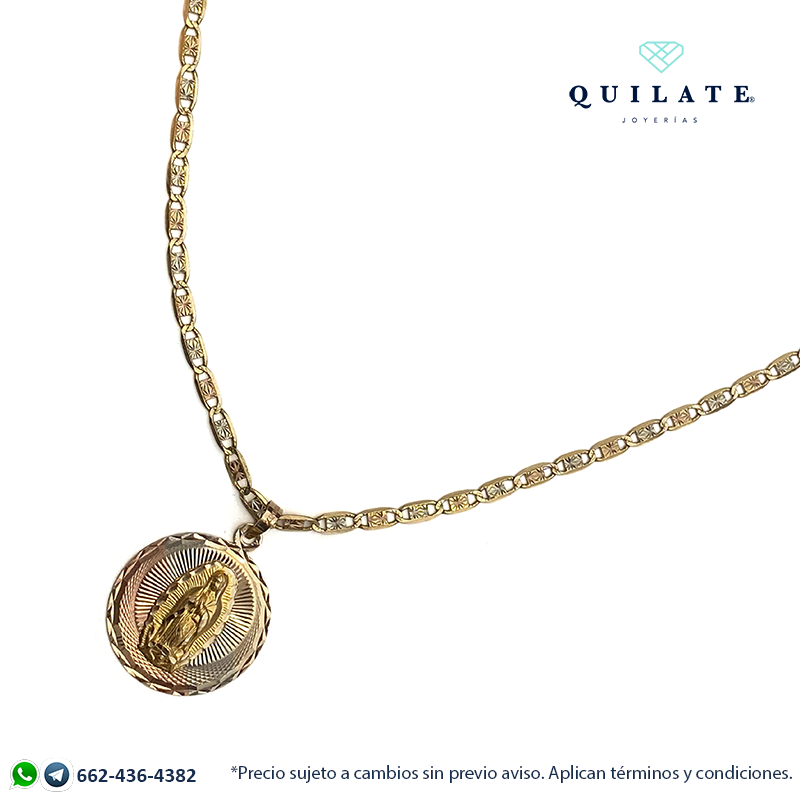 Medalla Virgen de Guadalupe circular; 3.8 cm de alto