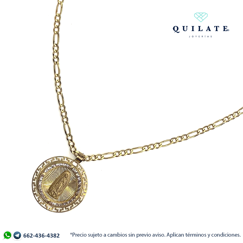 Medalla Virgen de Guadalupe circular; 3.7 cm de alto